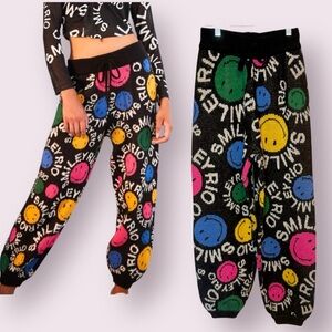 Farm Rio X Smiley Collab Knit Sweater Jogger Pants Smiley Faces Smiley Rio Small